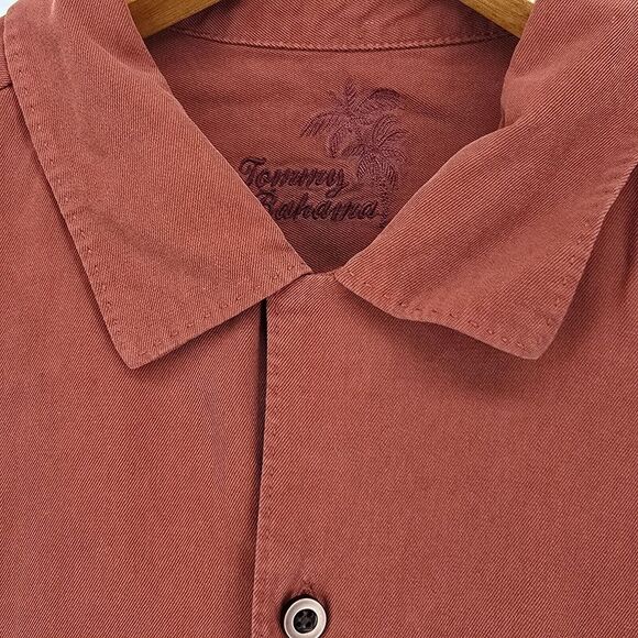 Tommy Bahama Classic 100% Silk Mens Shirt Short Sleeve Size Large Red‎ Color - Picture 4 of 16
